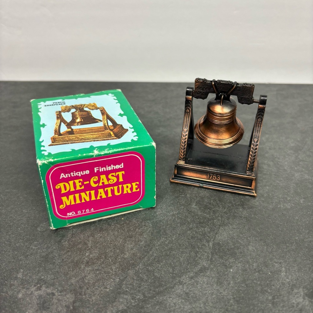 Die Cast Miniature Liberty Bell Pencil Sharpener Collectible Rings